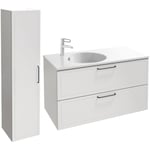 Jacob Delafon - Pack meuble simple vasque 60 cm Odéon Rive Gauche 2 tiroirs blanc + colonne gauche - Blanc