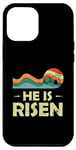 Coque pour iPhone 12 Pro Max T-shirt chrétien « He Is Risen Sun Resurrection Easter »