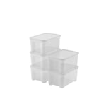 Keter Set of 5 Clear Plastic Storage Boxes with Lids T Box XS, Ideal for Clothes, Shoes and as Storage Boxes, Suitable for Closets and Garages, 14 L, 38 x 26 x 19 cm