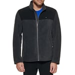 Tommy Hilfiger mens Classic Zip Front Polar Fleece Jacket, Black/Charcoal, XX-Large US, Black/Charcoal, XXL