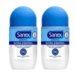 Sanex Dermo Extra Control Roll On 50ml Pack of 2 Protection 48h Anti-perspirant