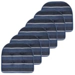 Sweet Home Collection Chair Cushion Memory Foam Pads Tufted Slip Non Skid Rubber Back U-Shaped 17" x 16" Seat Cover, 6 Count (Pack of 1), Bradford Steel Blue