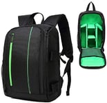Camera Backpack, Photography Package Camera Bag Backpack, With multiple compartments, Waterproof Shockproof, Backpack for CameraGDF,Grey (Color : Green, Size : Green)
