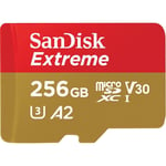 SanDisk Extreme 256 Go Carte Mémoire MicroSDXC + Adaptateur SD - Classe 10, U3, V30