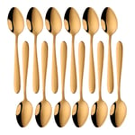 Meisha 12-Piece (5.2inches, 13.6cm) Teaspoons Stainless Steel Tea Spoon Set, Mirror Polishing Spoon with Oval Edge - Gold