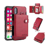 Apple SHOUHUSHEN iPhone XS leather coated combo case - Wine Red Röd