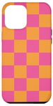 iPhone 15 Plus Cute Pink and Orange Classic Checkered Big Checkboard Case