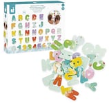 Janod - Bath Letters and Numbers - Bath Toy - 26 Letters and 10 Numbers in Floating yet Sticky Foam - Early-Learning Alphabet and Numbers Toy - For Ages 2+ - J04709