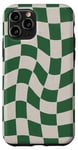 iPhone 11 Pro Retro Wavy Forest Sage Green Checkered Checkerboard Case