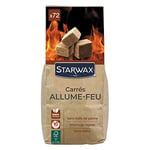 STARWAX - 72 Carrés allume-feu pour barbecue, poêle et cheminée - sans huile de palme - 100% d'ingrédients d'origine naturelle - FSC - allumage rapide, sans odeur.