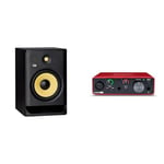 KRK Enceinte de Monitoring ROKIT RP8G4 pour Home Studio & Focusrite Interface Audio USB Scarlett Solo de 3e génération, pour Les guitaristes, chanteurs(Ses)