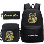 3-pack Cobra Kai Ryggsäckar för Barn Skolväska Casual Ryggsäckar Tryck Ryggsäck för Tonåringar Flickor Pojkar Reseväska [HK] 1