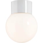 Tak- och vägglampa Classic Glob vit 150 blank opal E27