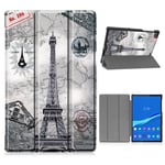 Lenovo Tab M10 FHD Plus tri-fold pattern leather case - Eiffel Tower