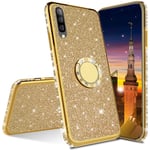 MRSTER Xiaomi Redmi Note 8 Pro Case Glitter Bling Bling TPU Case With 360 Rotating Ring Stand, Shock-Absorption Protective Shell Skin Cases Covers for Xiaomi Redmi Note 8 Pro. GS Gold