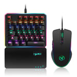 EEEKit One Hand Gaming Keyboard and Mouse Combo, Wired 35 Keys Mechanical Feel Rainbow Backlit Keyboard with Wrist Rest and Gaming Mouse for PS5/PS4 PC Computer Laptop Gaming
