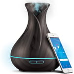 Smart WiFi Essential Oil Diffusers for Aromatherapy, 400ml Cool Mist Aroma Humidifier with Alexa & Google Home Phone App & Voice Control, Create Schedules, 7 Color LED, Timer Settings,Wood Grain