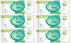 288 x Pampers Harmonie Aqua Water-based Baby Wipes, No Plastic Fragrance Alcohol