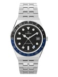 Mens Q Gmt 38Mm Sst Case Black Dial Blue Accent Bracelet Accessories Watches Analog Watches Silver Timex