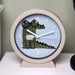 Cool Crocodile Alarm Clock Grey Round Childrens Bedroom Alligator Bedside Table