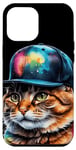 Coque pour iPhone 15 Pro Max Chat Casquette Snapback Colorée Drôle Animaux Motif Imprimé