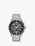 Citizen CB5898-59E Men's Eco-Drive Perpetual Calendar Chronograph Bracelet Strap Watch, Silver/Black