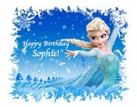 DISNEY FROZEN ELSA PRINCESS PERSONALISED CAKE TOPPER EDIBLE ICING SUGAR IMAGE k1