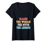 Womens Blaire The Woman The Myth The Legend Womens Name Blaire V-Neck T-Shirt