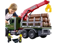 Leantoys Lastbil Med Kran Transport Trä Ljus Ljud
