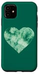 Coque pour iPhone 11 Vert abstrait en forme de cœur - Graphique de Saint-Valentin