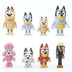 8 stycken/ set Bluey leksaker Bluey leksaker med vänner gåva