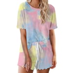 Tie-dye Colorful Print Kvinnor Sleepwear Home Suit Xl
