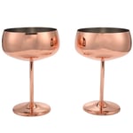 2X(Copper Coupe Champagne Glasses Set of 2 Stainless Steel Vintage Martini Cockt