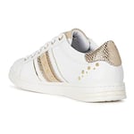 Geox Femme D Jaysen A Sneakers, White/Gold, 35 EU