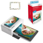 AGFA PHOTO Pack Imprimante Realipix Moments + Cartouches et papiers 80 photos + Joli cadre magnétique - Impression Bluetooth Photo 10x15 cm, iOS et Android, 4Pass Sublimation Thermique - Blanc