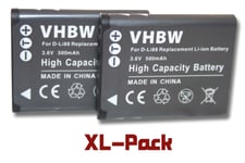 Vhbw set de 2 batteries 500mAh pour appareil photo Pentax Optio i90, H90, P70, P80, NB1000, RS1000, WS80, W90 remplace D-Li88.