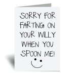 60 Second Makeover Sorry for Farting On Your Willy When You Spoon Me Greeting Card Husband Valentines Day Birthday