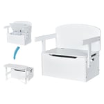 GOPLUS Table Chaise Enfant 3 en 1, Banc Coffre a Jouet Enfant en Bois avec Couvercle, Dossier, Boîte de Rangement, Table d'Activités pour 3-7 Ans, pour Chambre, Maternelle, Salon (Blanc)
