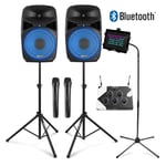 Home Karaoke Set with Tablet Mount, Wireless Mics, VPS122A PA Speakers & Stands