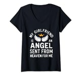 Womens my girlfriend in an angel sent from heaven for me V-Neck T-Shirt