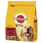 Pedigree Adult Dog Dry Food With Beef And Vegetables, 2.6 Kg Pack Of 3