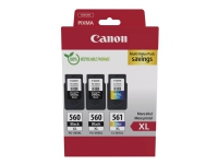 Canon PG-560XL x2/CL-561XL Multi Value Pack - 3-pack - Lång livslängd - svart, färg (cyan, magenta, gul) - original - hängande låda - bläckpatron - för PIXMA TS5350, TS5351, TS5352, TS5353, TS7450