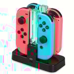Laddstation för 4 Joy-Con-kontroller – Kompatibel Nintendo Switch med LED-indikatorer"