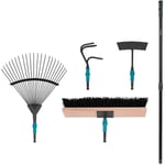 Lot d'outils de jardinage 4-en-1 système V-Fix avec râteau à feuilles, balai, binette et cultivateur - Vonroc
