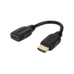 Manhattan HDMI with Ethernet Extension Cable, 4K@60Hz (Premium High Speed), Male to Female, Cable 20cm, Black, Ultra HD 4k x 2k, Fully Shielded, Gold Plated Contacts, Lifetime Warranty, Polybag - HDMI-förlängningskabel med Ethernet - 20 cm
