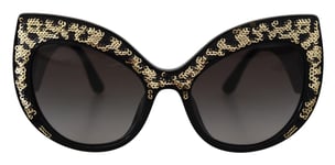 DOLCE & GABBANA Sunglasses DG4326 Black Gold Sequin Butterfly Polarized 950 USD