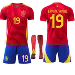 25 Spanien Hemma Röd Nr 19 Lamin Yamal Fotbollströja Fotbollskläder Barn Vuxen No. 19 Lamin Yamal 28 (150-160CM)