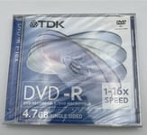 TDK DVD-R. Recordable DVD. 4.7GB SINGLE SIDED New/Sealed DVDR - 1-16X SPEED