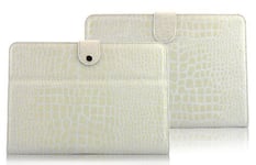 Cover+Holder Pliable PU Leather Effect Croc White/ Samsung Galaxy Note 10.1