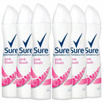 6 x 250ml Sure Woman Pink Blush 48h Anti-Perspirant Deodorant Spray